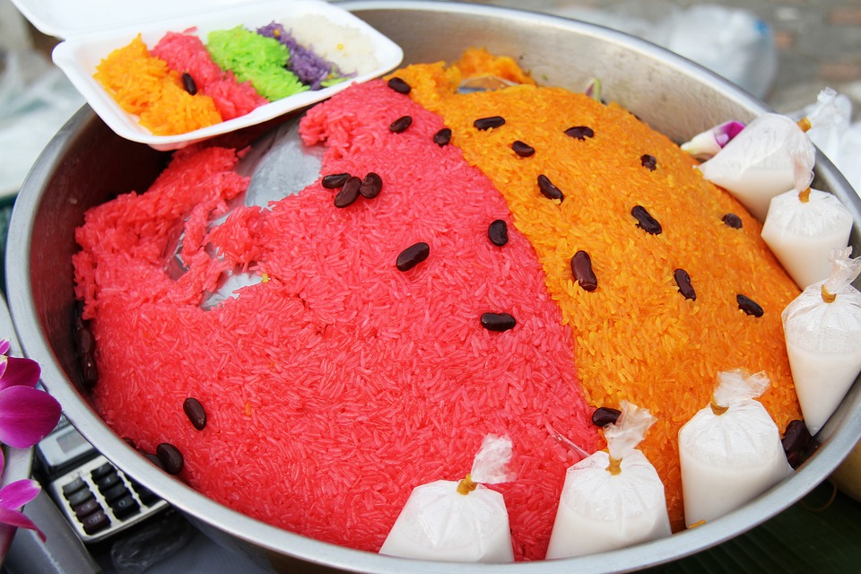 food, sticky rice, colorful