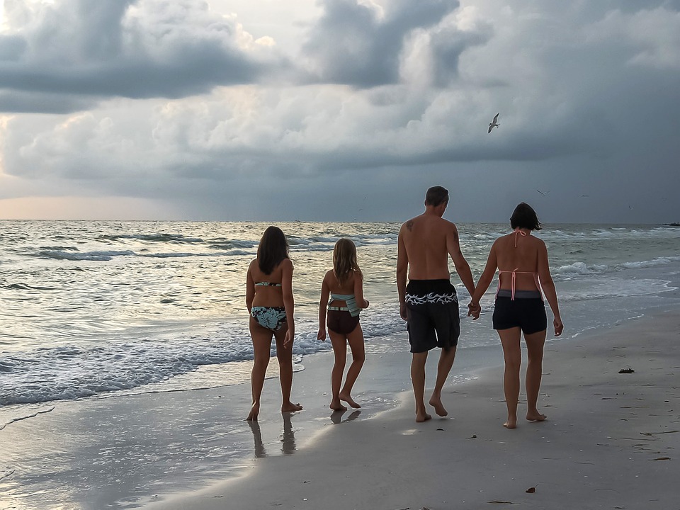 family, beach, vacation