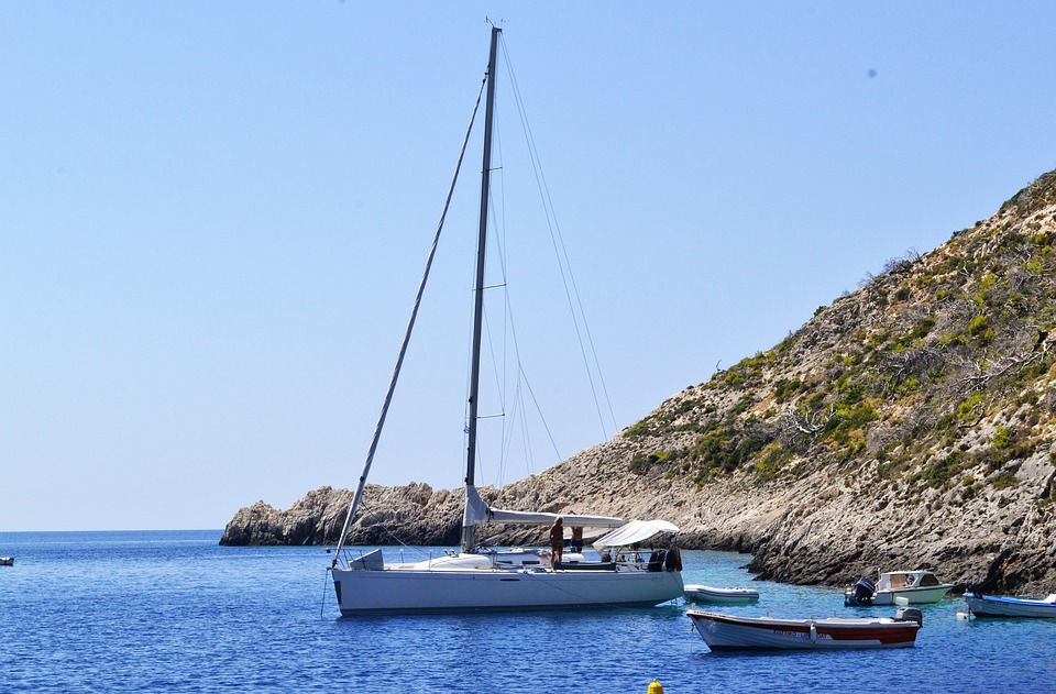 yachts, boat landscape, zakynthos island greece