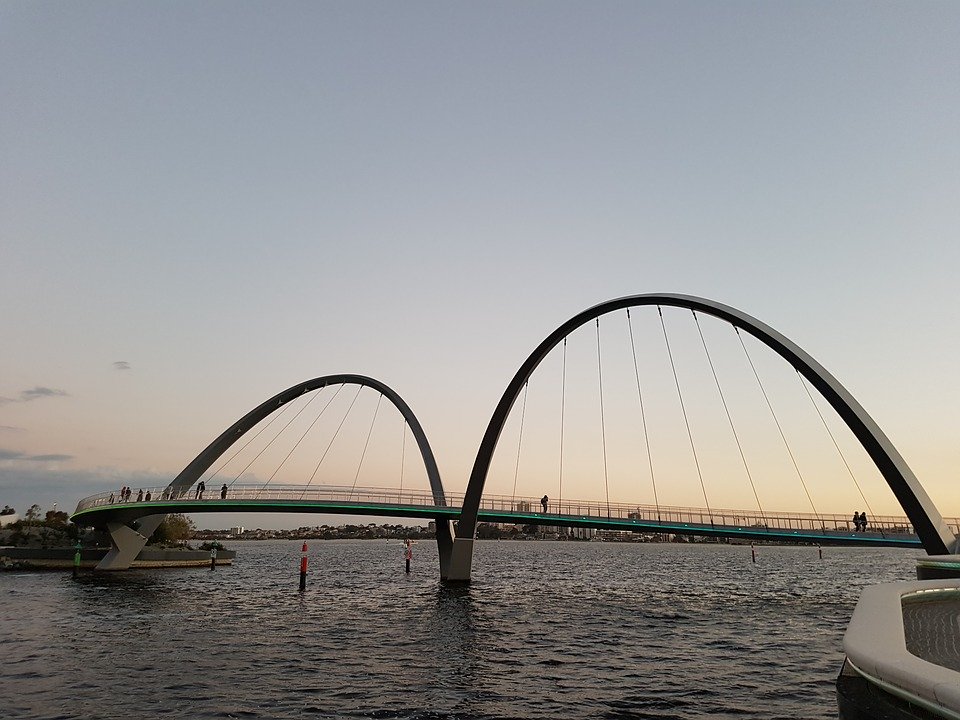 perth, bridge, sunset