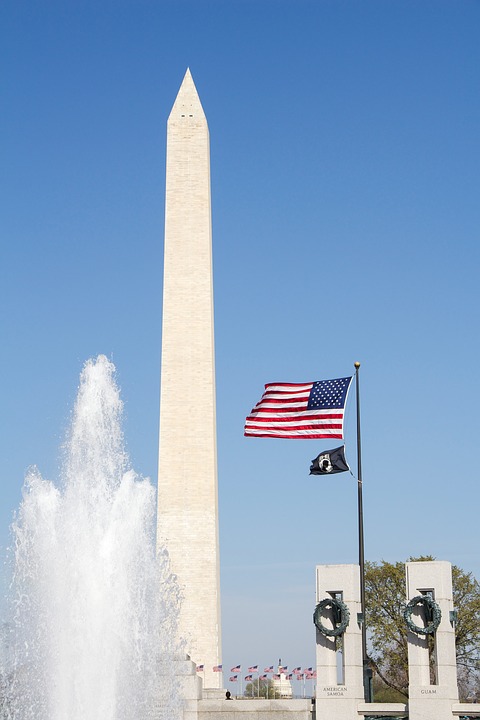 washington monument, usa, flag